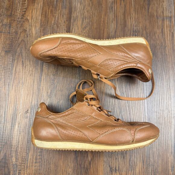 Diadora Leather Sneakers Brown Retro Running Shoes Mens 7.5 Heritage Style main image 4